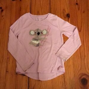 Cat and jack, size small 6/6X, light purple pink with sequin koala